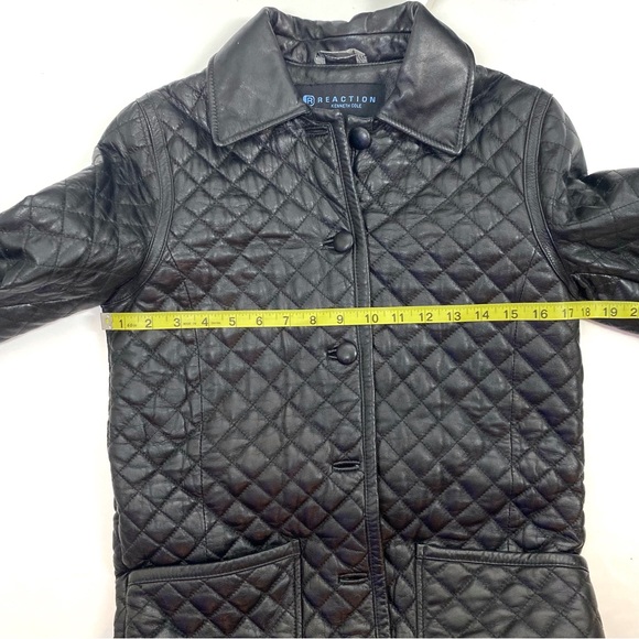 Kenneth Cole Reaction Genuine Quilted Black Leather Jacket Size Small - Picture 12 of 16